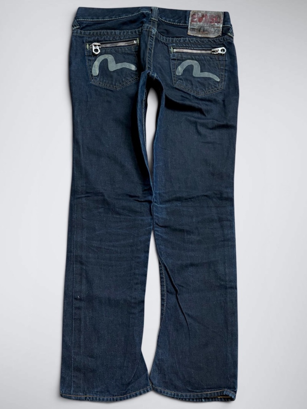 Vintage EVISU EU-ED Ultra Low Rise Painted Seagull Straight Jeans